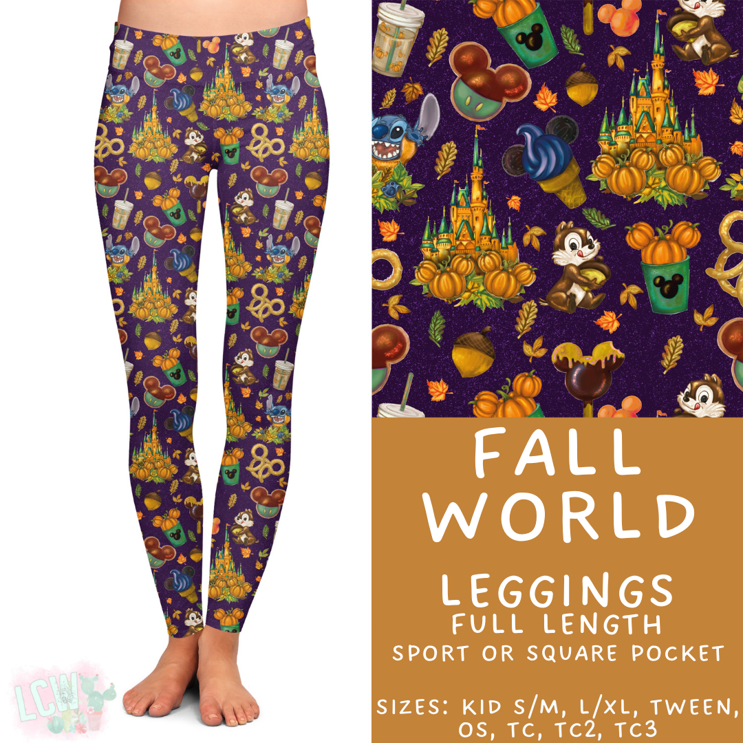 Ready to Ship - Fall World Full Length Leggings - Sport Pocket TC