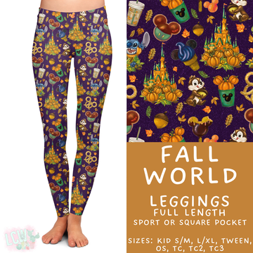 Ready to Ship - Fall World Full Length Leggings - Sport Pocket TC