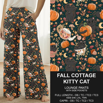 B299 - Preorder Fall Cottage Kitty Cat Lounge Pants (Closes 7/12. ETA: mid Sept.)