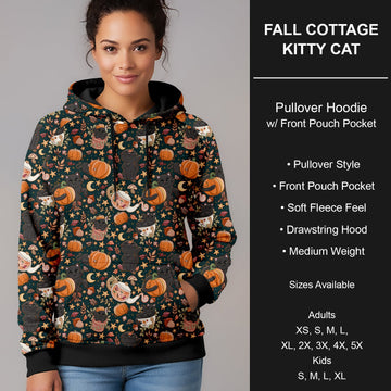 B299 - Preorder Fall Cottage Kitty Cat Pullover Hoodie (Closes 7/12. ETA mid Sept.)