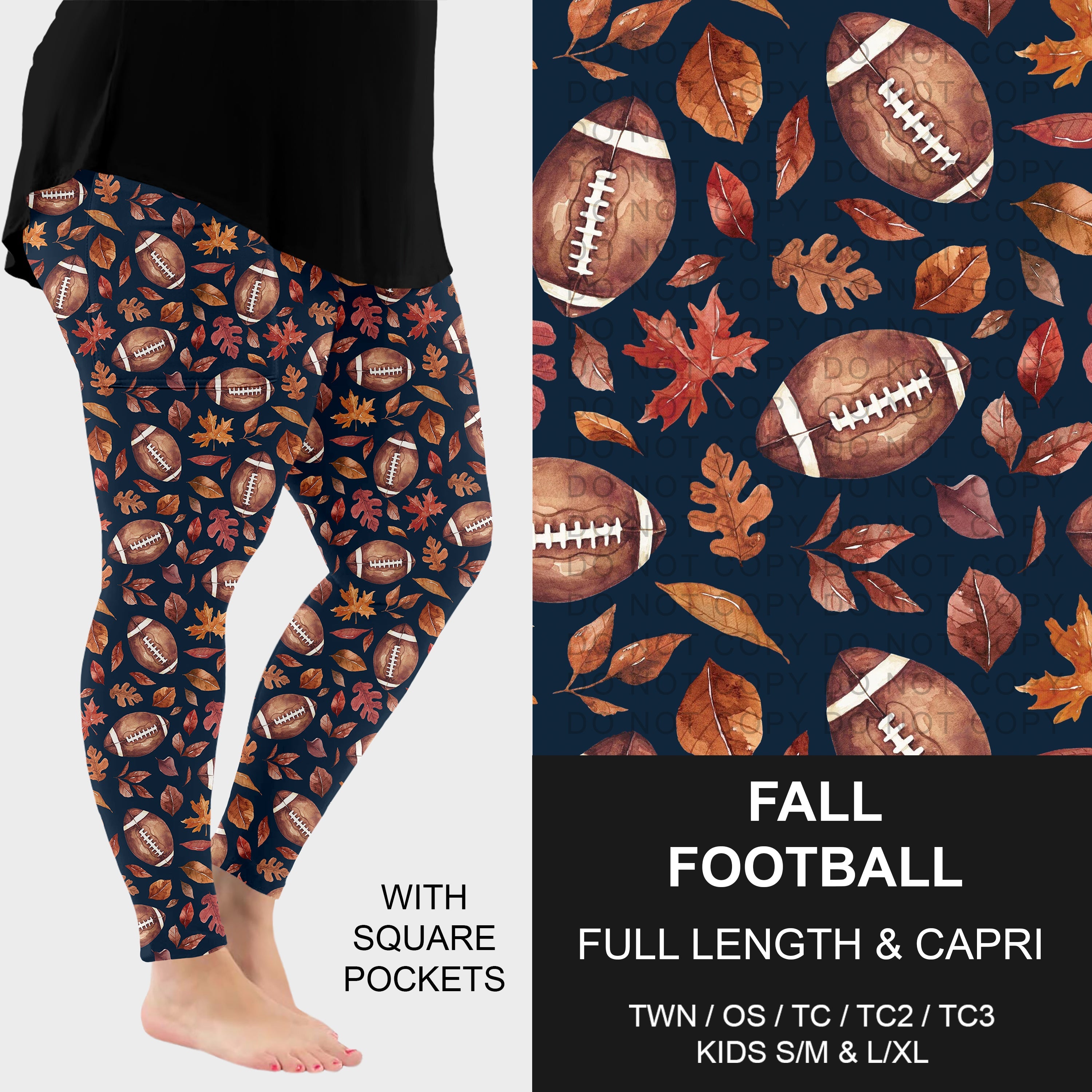 B308 - Preorder Fall Football Leggings w/ Pockets (Closes 8/16. ETA: late Oct.)