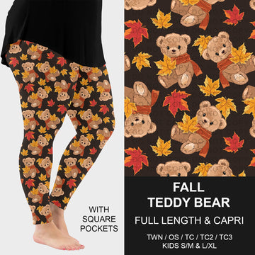 B299 - Preorder Fall Teddy Bear Leggings w/ Pockets (Closes 7/12. ETA: mid Sept.)
