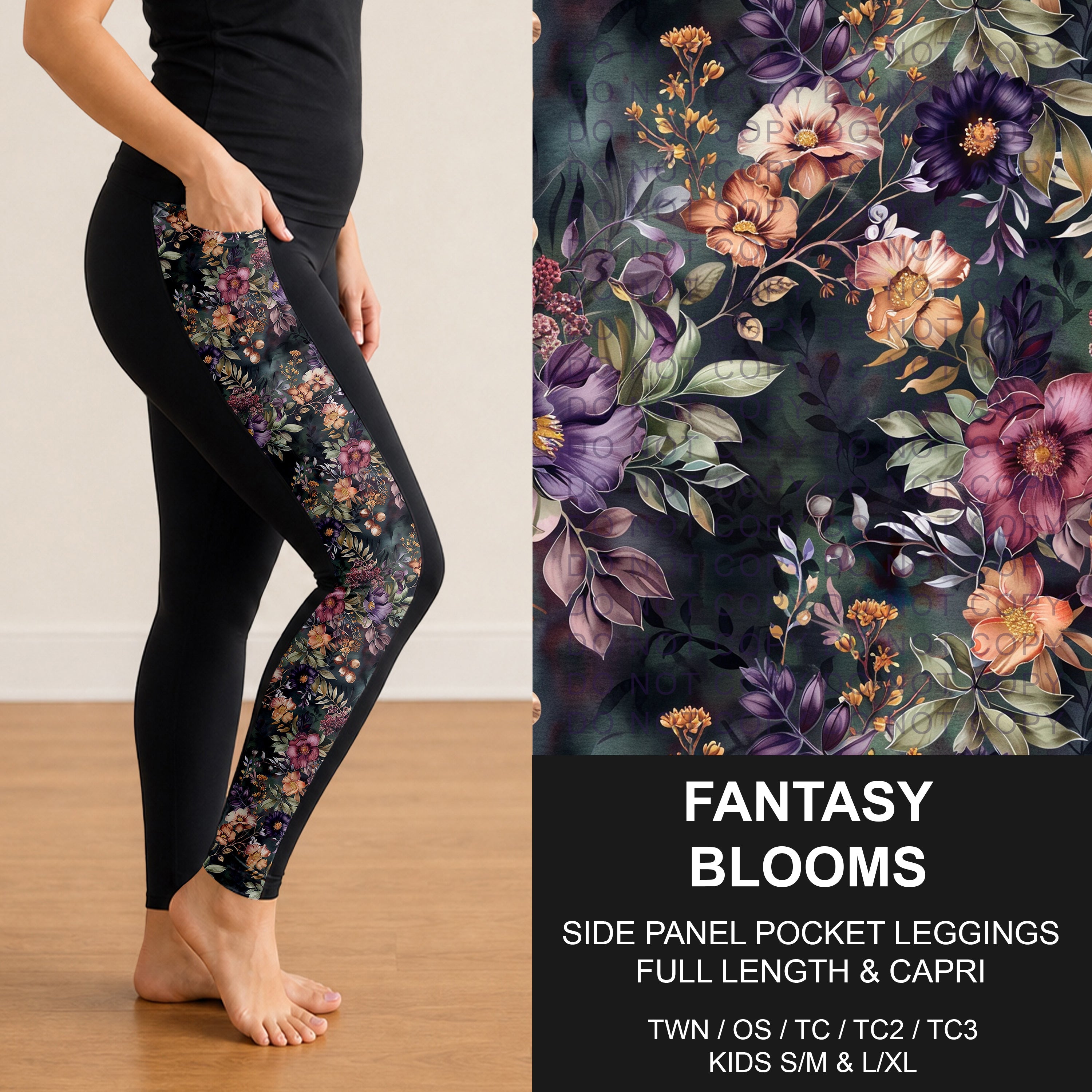 B300 - Preorder Fantasy Blooms Side Panel Pocket Leggings (Closes 7/15. ETA: mid Sept.)