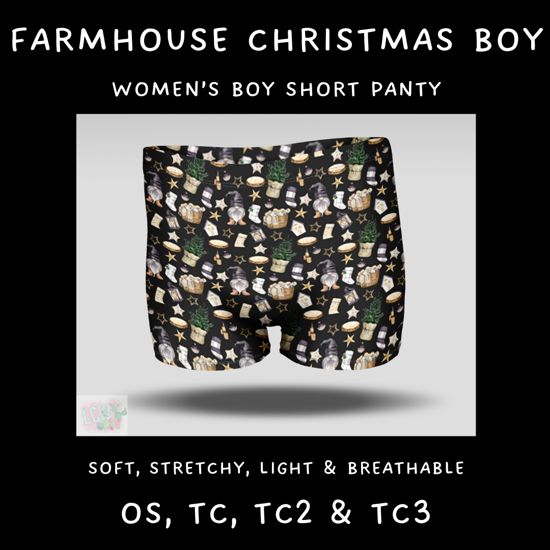 Batch #232 - Christmas Underwear - Closes 10/31 ETA early/mid Dec - Farmhouse Christmas Boy Shorts