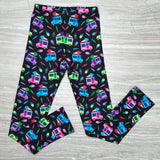 Summer Time Treats - Ice Cream Truck Print Soft Capri Leggings - Adult & Kids