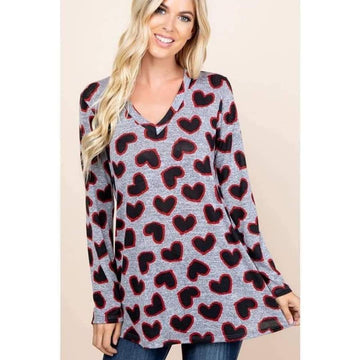 Valentine Grey heart Top