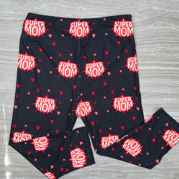 Super Mom Retro Print Capri Leggings