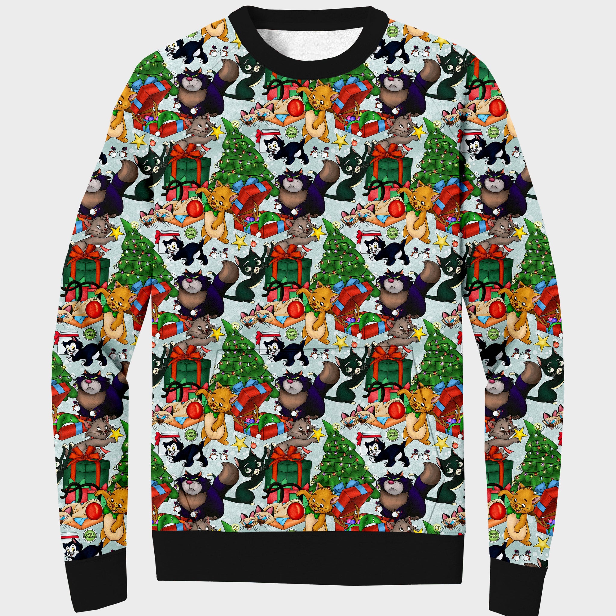 RTS - Festive Cats Sweater w/ Front Pocket