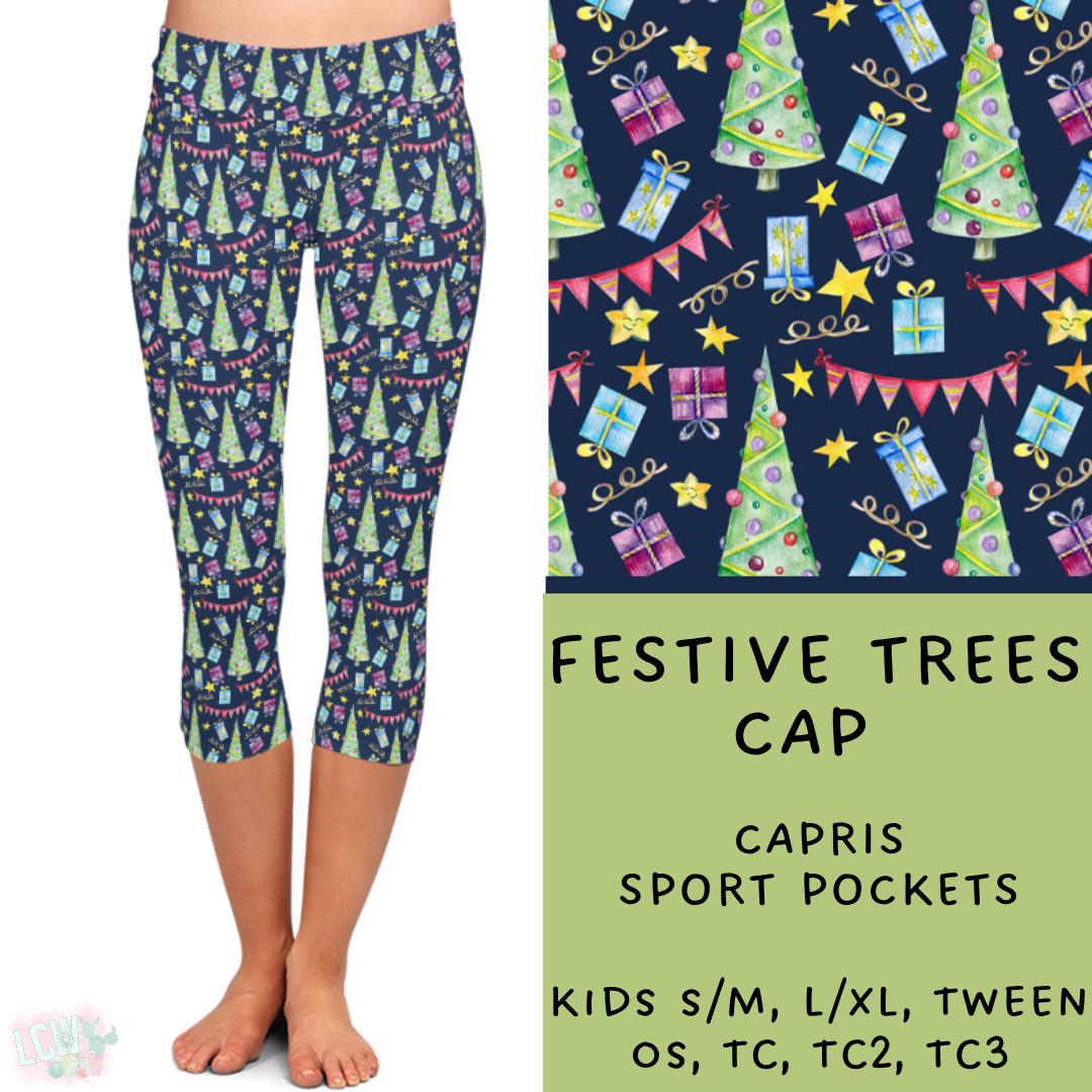 Batch #222 - Comfy Christmas - Closes 10/23 - ETA early Dec- Festive Trees Full and Capri Length Leggings