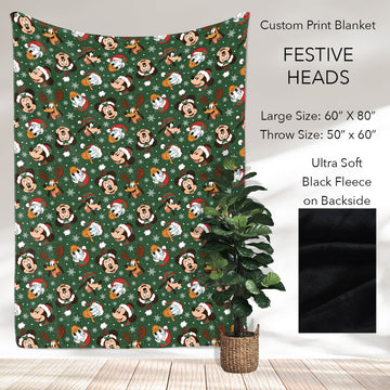 B186 - Pre-Order Festive Heads Fleece Blanket (Closes 10/04. ETA: early Dec)