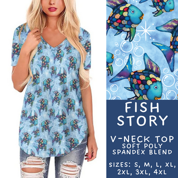 Batch #272 - Storybook Collection - Closes 1/17 - ETA late March - Fish Story V-Neck Tee