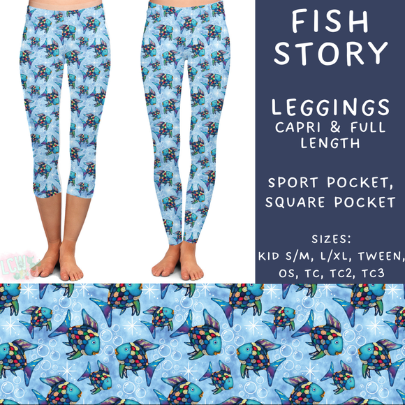 Ready To Ship - Fish Story - Full Length Leggings Sport TC - Full Square TC2
