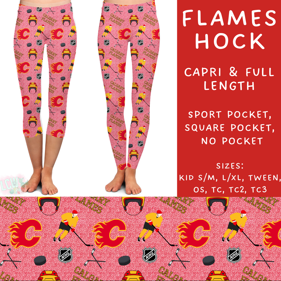 Batch #243 - Hockey - Closes 11/25 - ETA mid Jan - Flames Hock Full and Capri Length Leggings