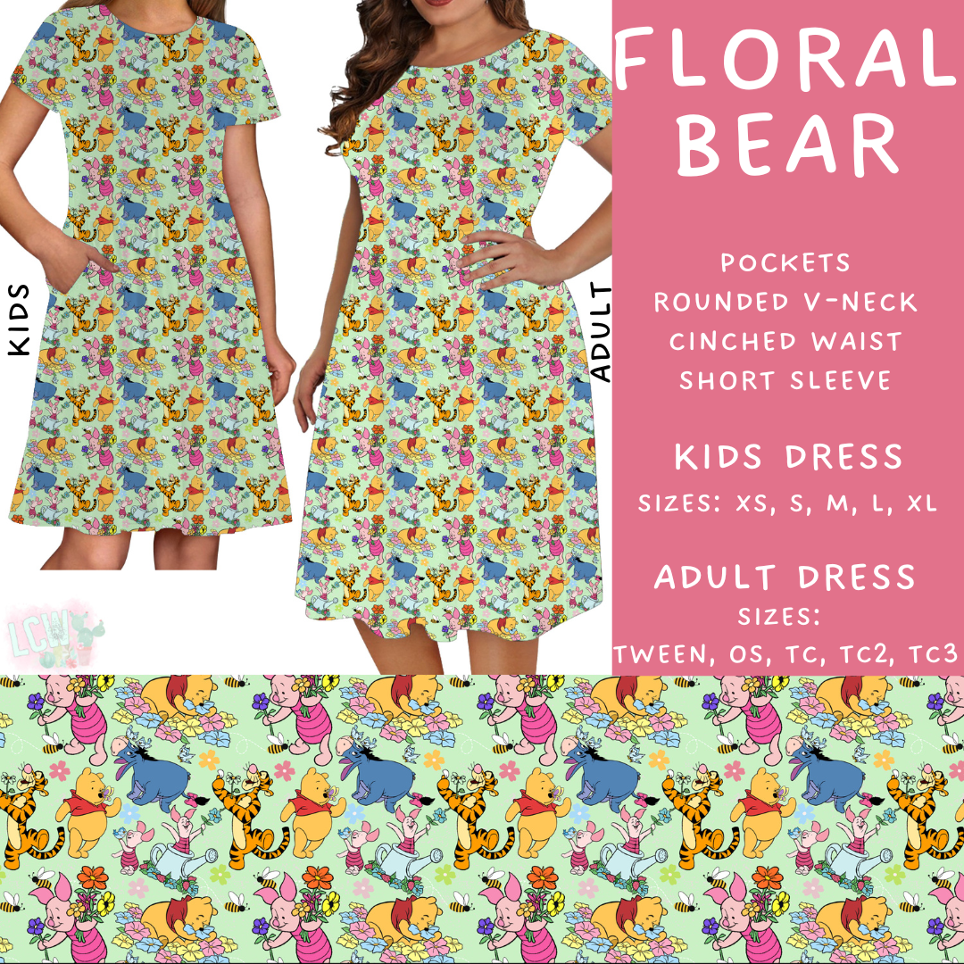 Batch #273 - Magical Faves 10 - Closes 1/20 - ETA late March - Floral Bear Adult & Kids Dresses