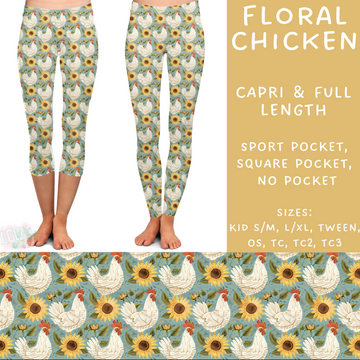 Batch #209 - Fun Run 5 - Closes 10/2 - ETA mid Nov - Floral Chicken Full and Capri Length Leggings