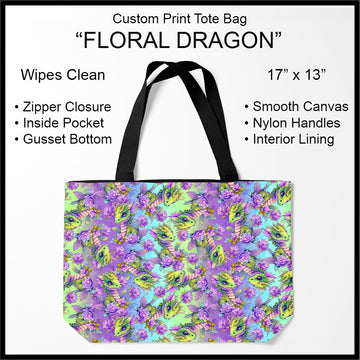 RTS - Floral Dragon Tote Bag