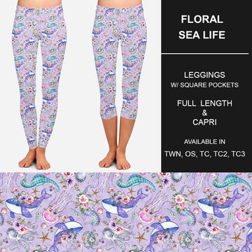 RTS - Floral Sea Life Leggings w/ Pockets