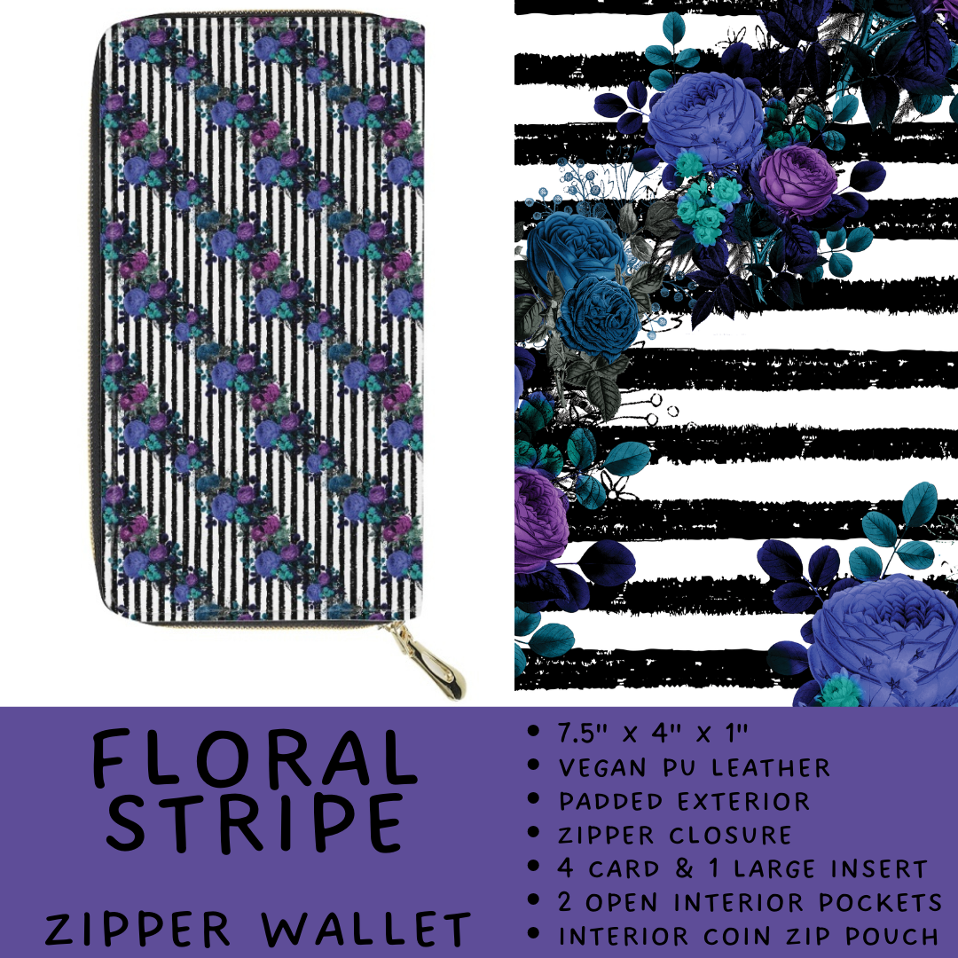 Batch #460 - Zip It Collection - Closes 12/5 - ETA late Jan - Floral Stripe Zipper Wallet
