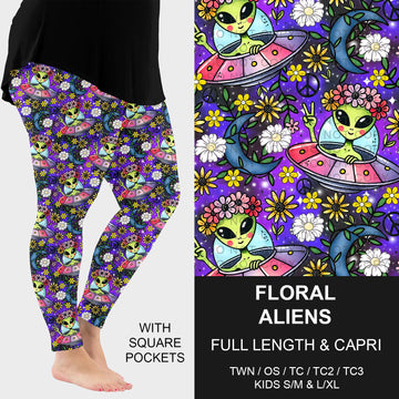 B270 - Preorder Floral Aliens Leggings w/ Pockets (Closes 1/18. ETA: early April)