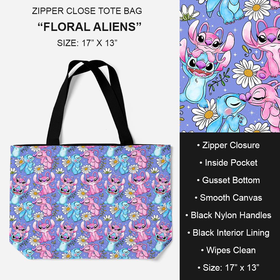 B195 - Preorder Floral Aliens Tote Bag (Closes 11/19. ETA: late Jan.)