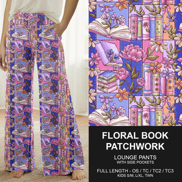 B265 - Preorder Floral Book Patchwork Lounge Pants (Closes 12/14. ETA mid Feb.)