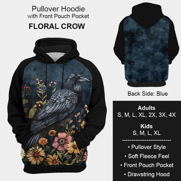 B199 - Preorder Floral Crow Hoodie (Closes 12/11. ETA mid Feb.)