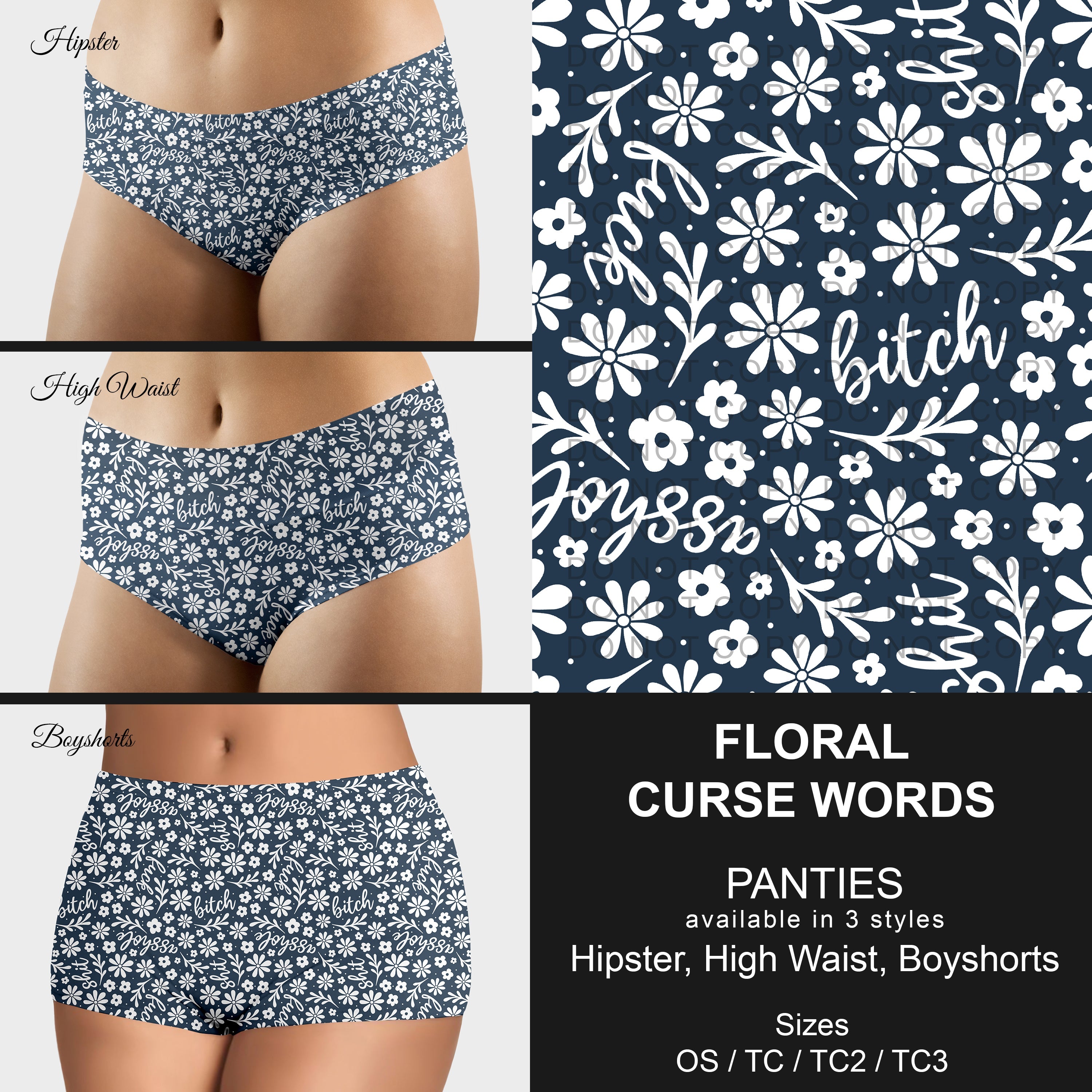 B306 - Preorder Floral Curse Words Panties (Closes 8/07. ETA mid October)