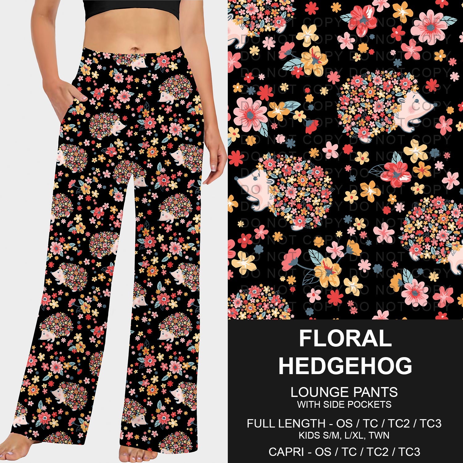 B230 - Preorder Floral Hedgehog Lounge Pants (Closes 5/25. ETA: late July)