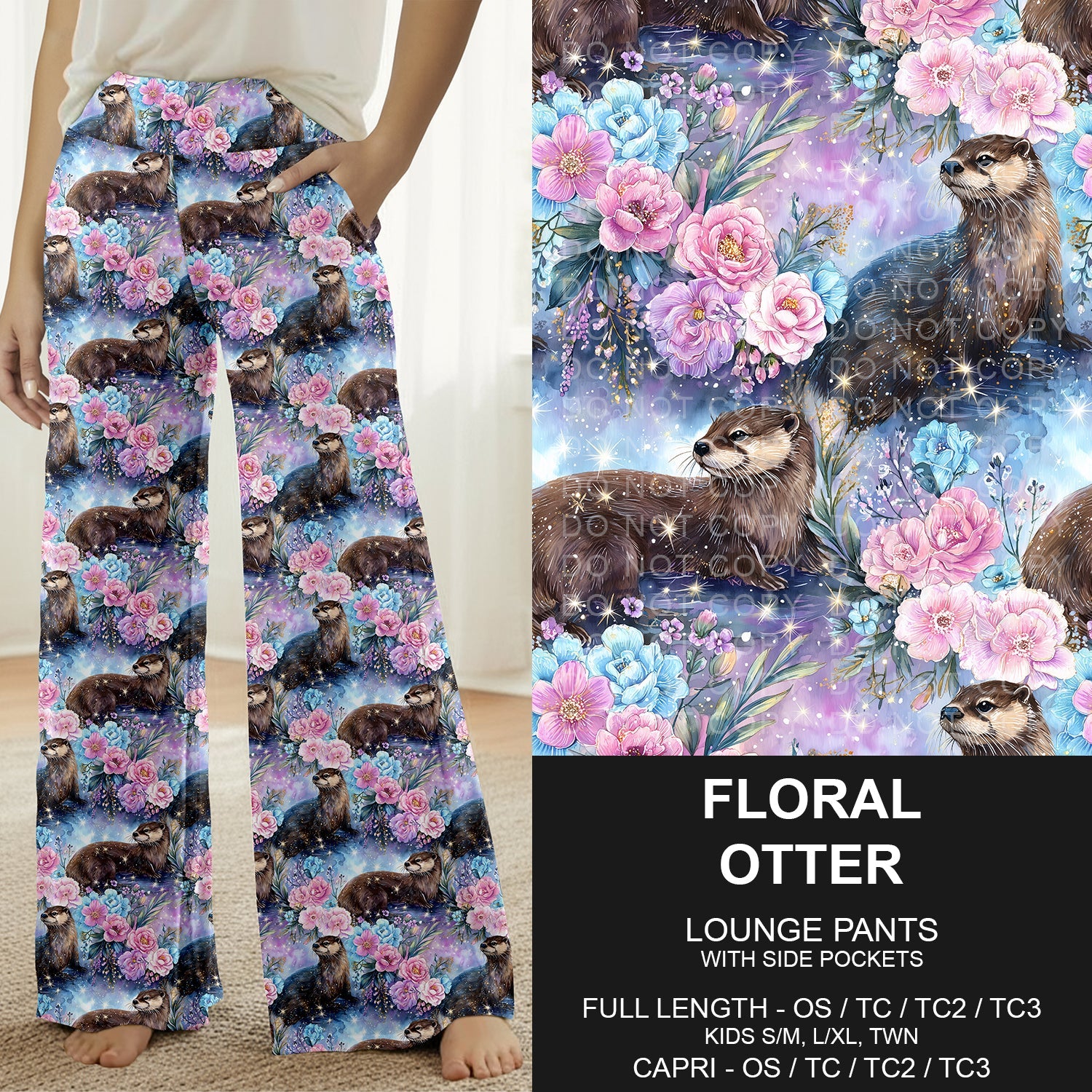 B274 - Preorder Floral Otter Lounge Pants (Closes 2/22. ETA: late April)
