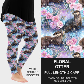 B274 - Preorder Floral Otter Leggings w/ Pockets (Closes 2/22. ETA: late April)