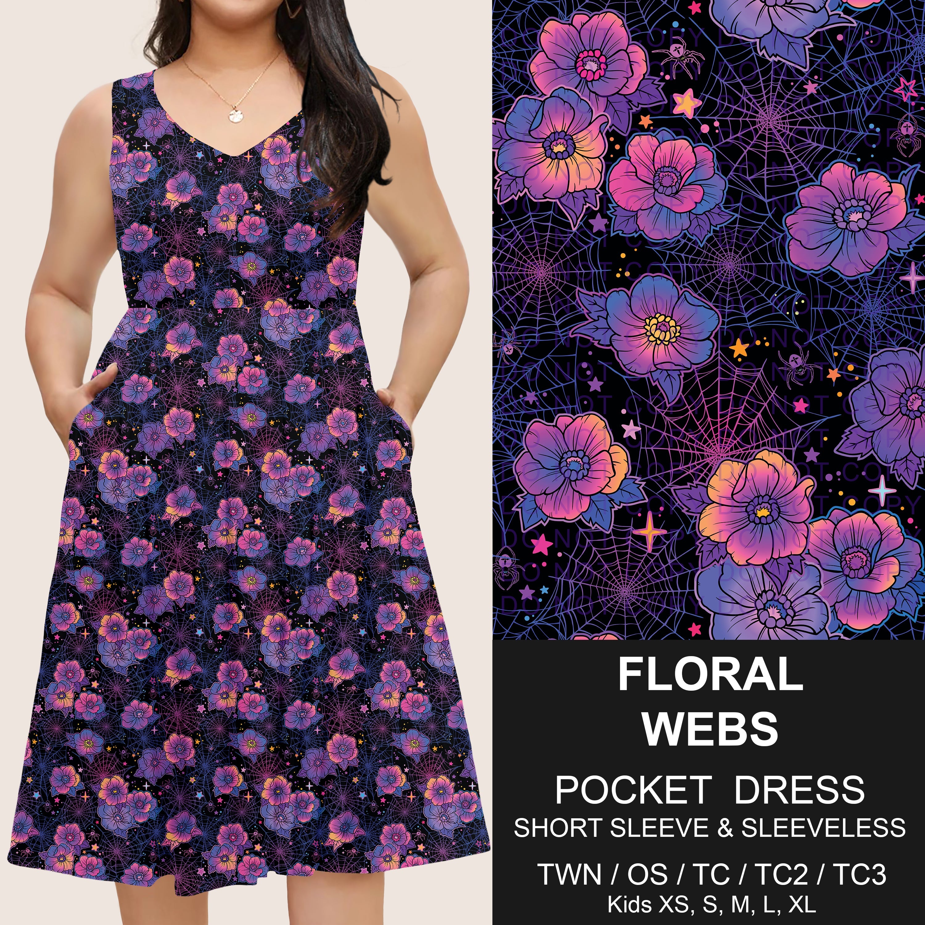 B302 - Preorder Floral Webs Pocket Dress (Closes 7/24. ETA: early Oct)