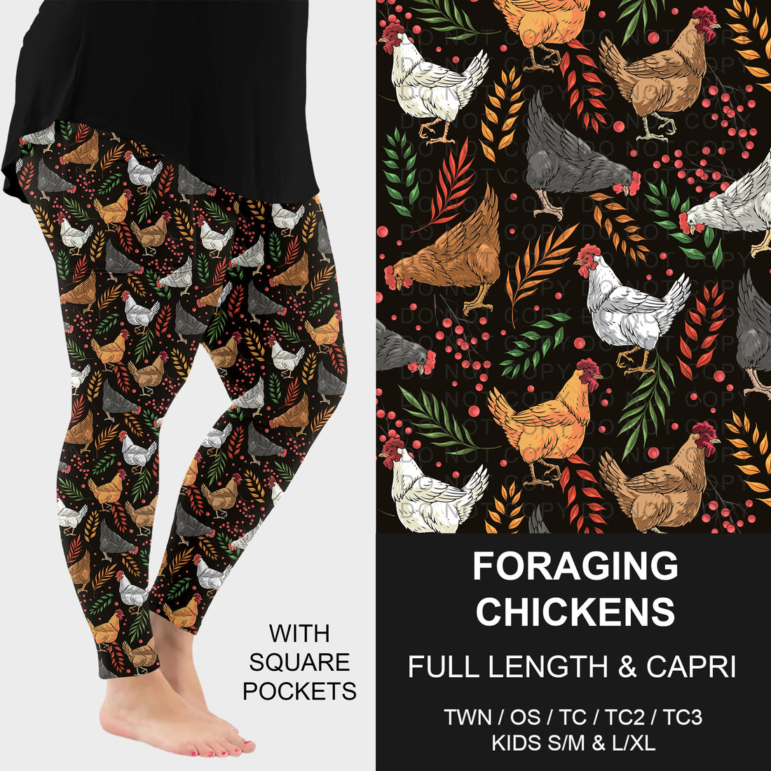 Foraging Chickens Leggings w/ Pockets