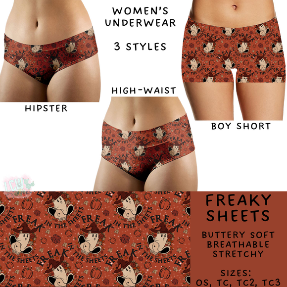 Ready To Ship - Freaky Sheet Women's Underwear - Boy Short TC - Hipster OS & TC2