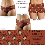 Ready To Ship - Freaky Sheet Women's Underwear - Boy Short TC - Hipster OS & TC2