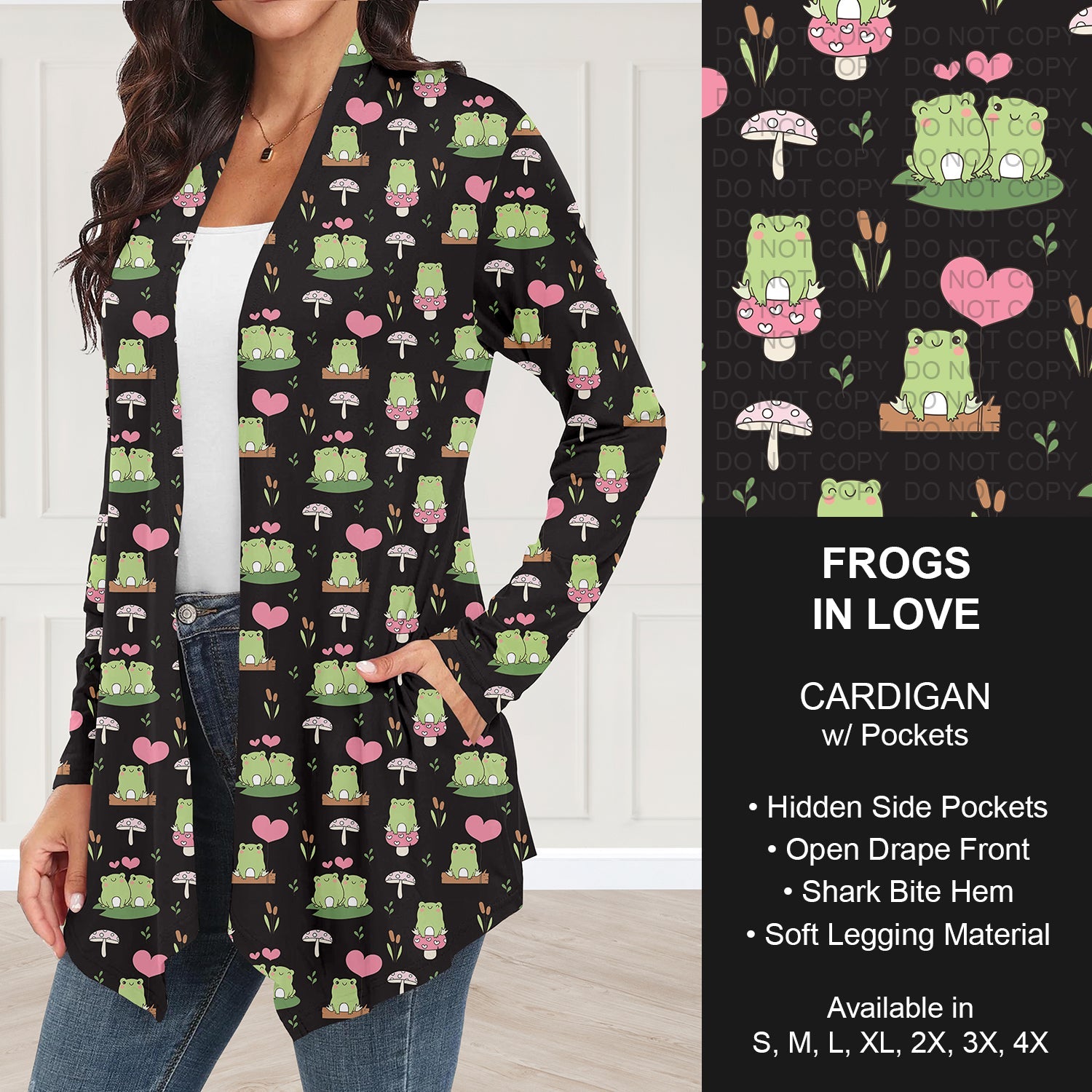 B263 - Preorder Frogs in Love Cardigan w/ Pockets (Closes 11/30. ETA: late Jan.)