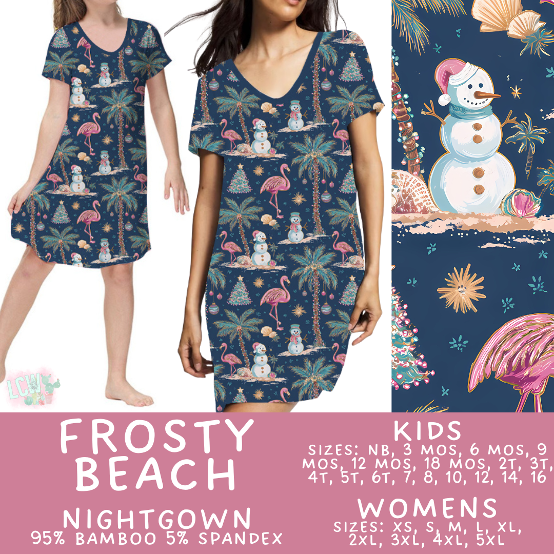 Ready to Ship - Frosty Beach Adult & Kid's Bamboo Nightgown - 4T, 8, 10, Adult S &  XL