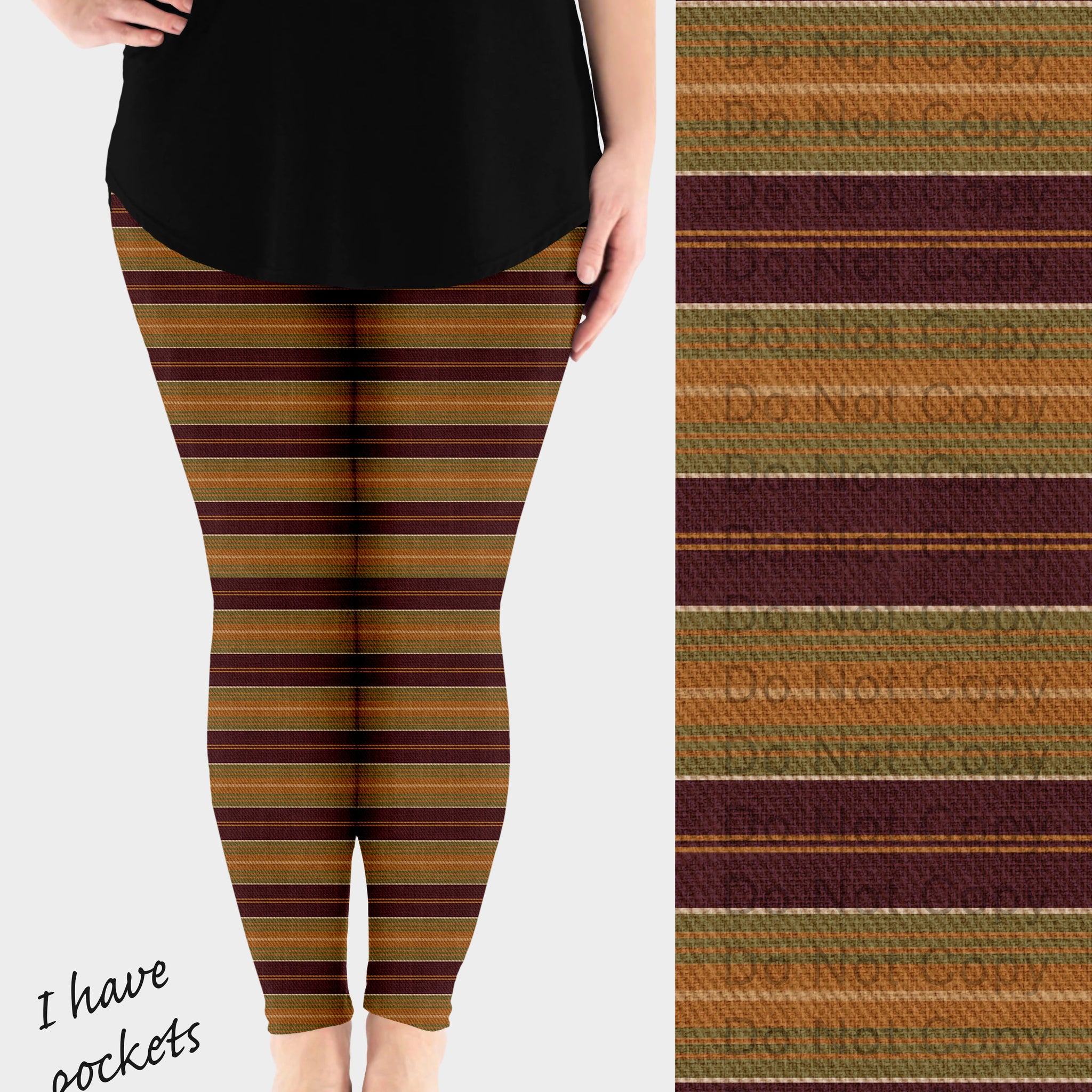 RTS - Fall Stripes Leggings w/ Pockets