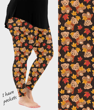 RTS - Fall Teddy Bear Leggings with Pockets