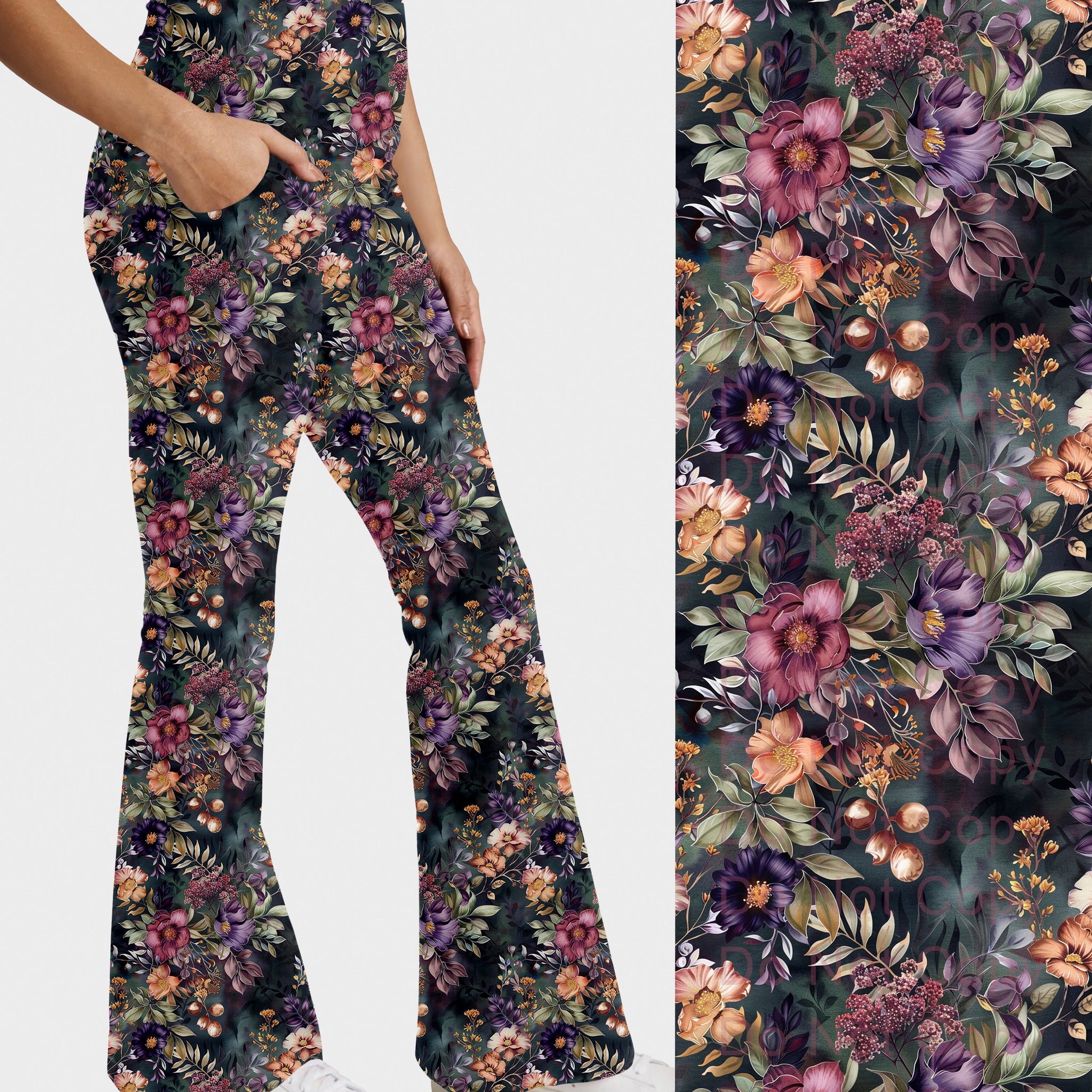 RTS - Fantasy Blooms Flare Leggings w/ Pockets