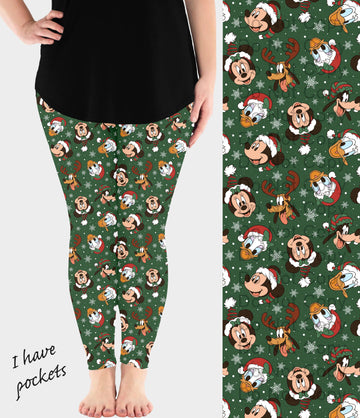 RTS - Festive Heads Leggings w/ Pockets