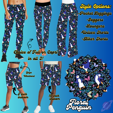 FLORAL PENGUIN - LEGGING/JOGGER/LOUNGER/SHORTS - BATCH 100 PREORDER CLOSING 1/20