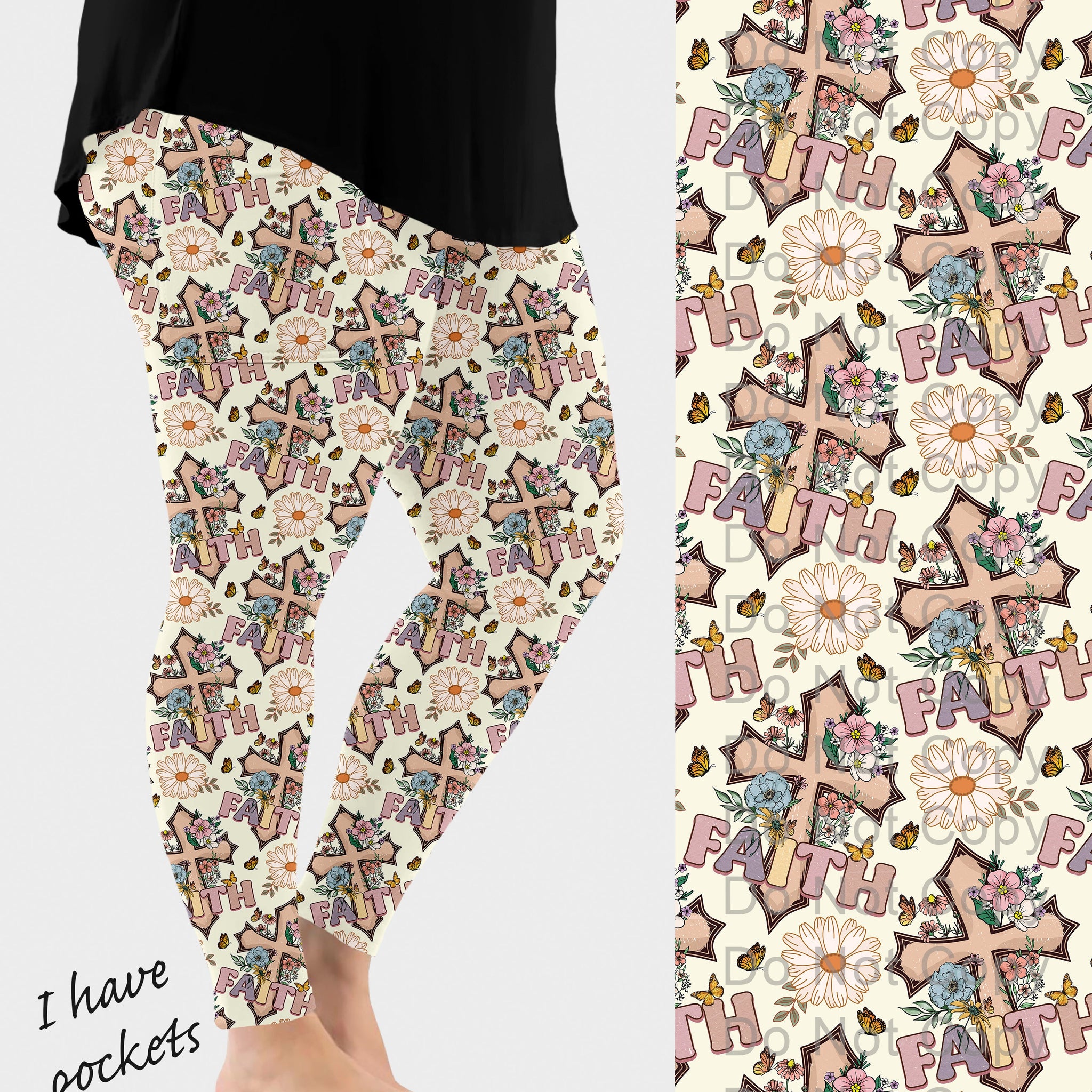 RTS - Floral Faith Leggings w/ Pockets