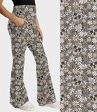 RTS - Floral Skulls Flare Leggings w/ Pockets