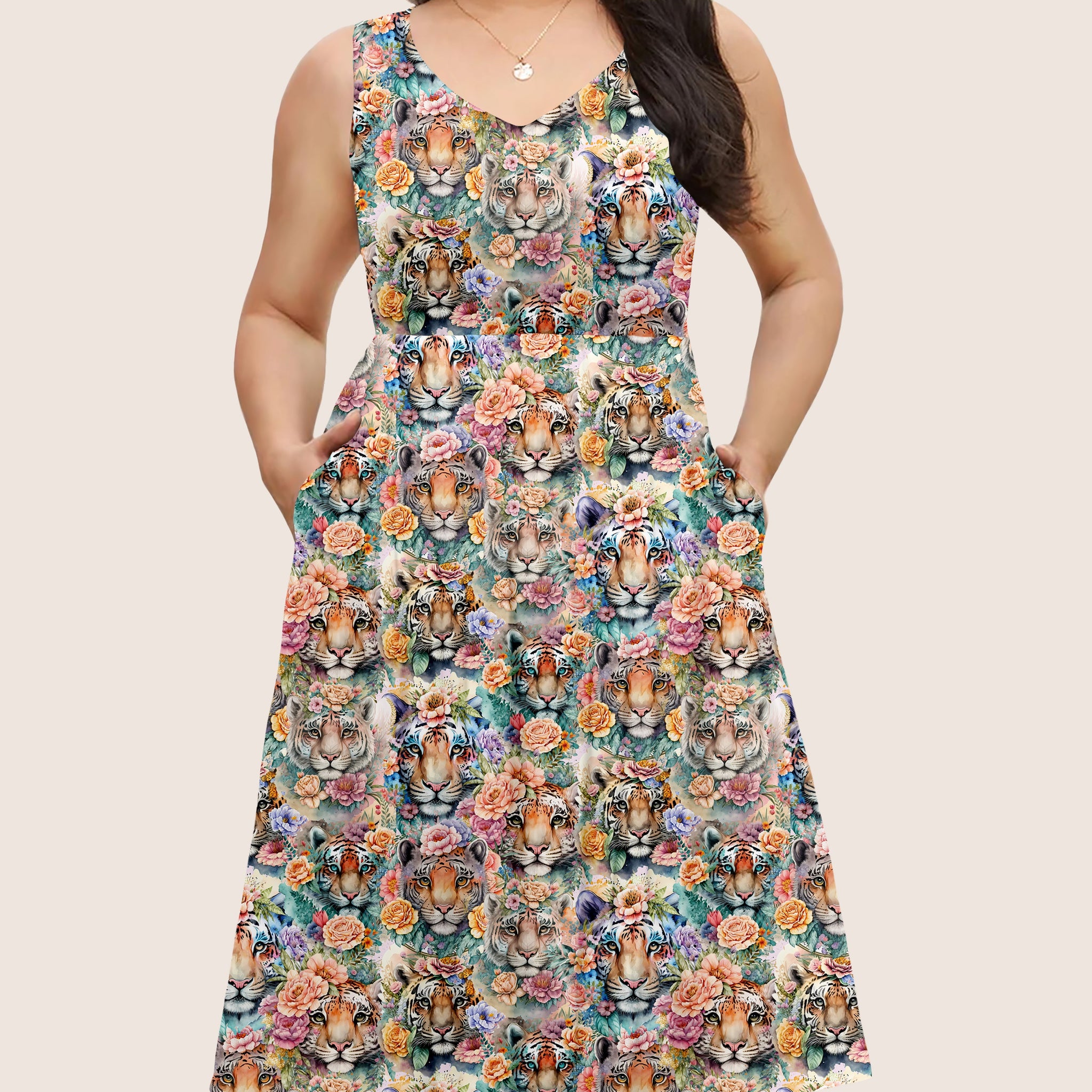 RTS - Floral Tigers Pocket Dress