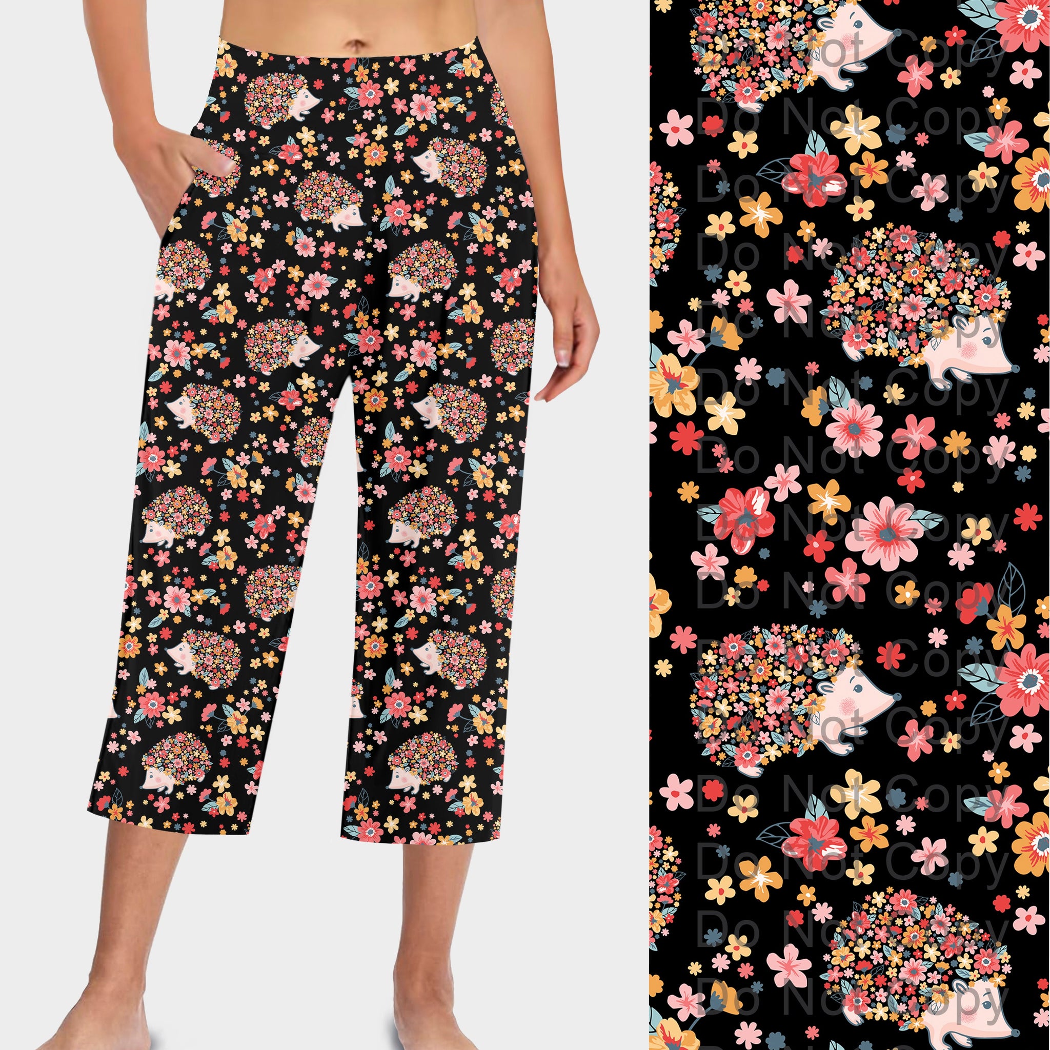 RTS - Floral Hedgehog Capri Lounge Pants