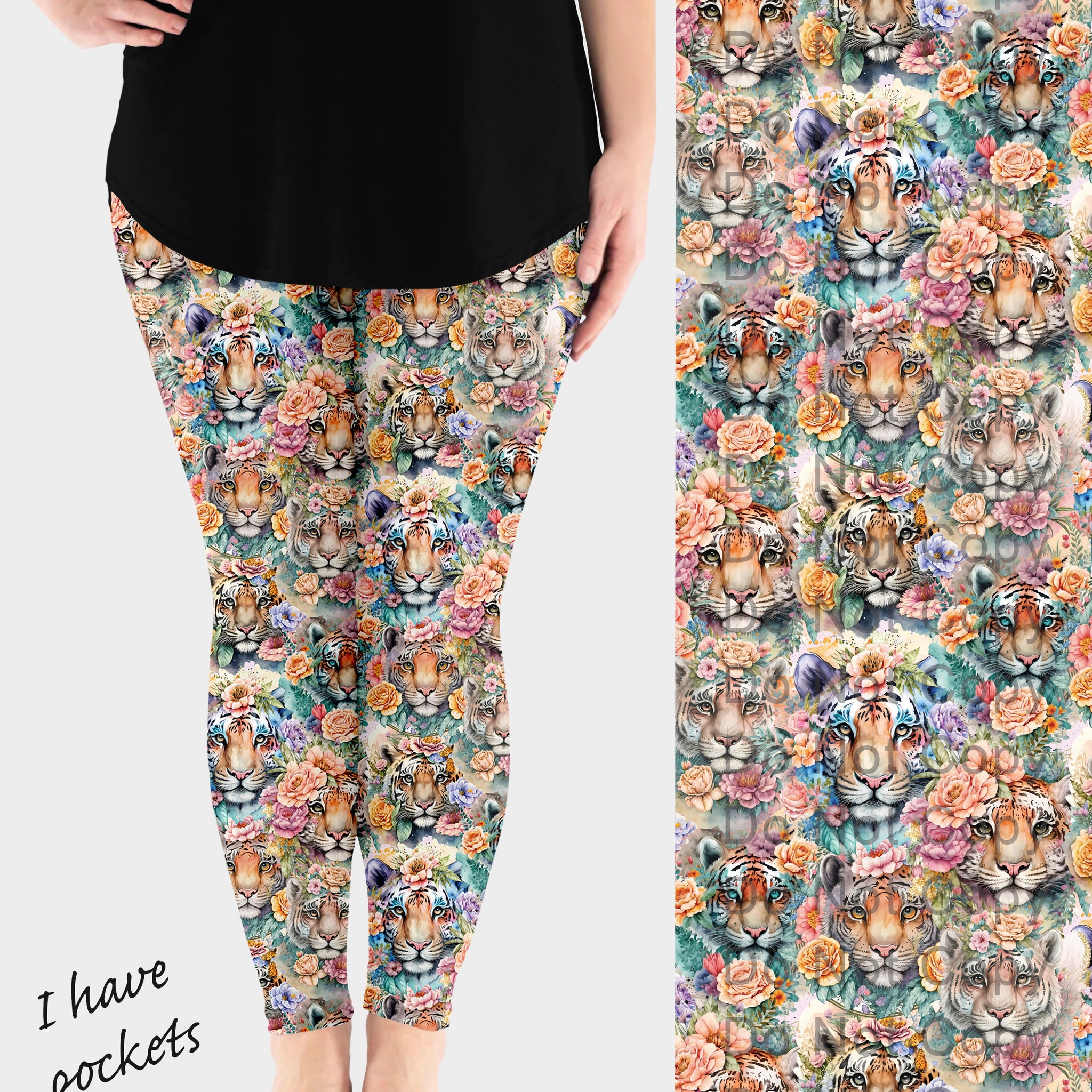 RTS - Floral Tiger Leggings w/ Pockets