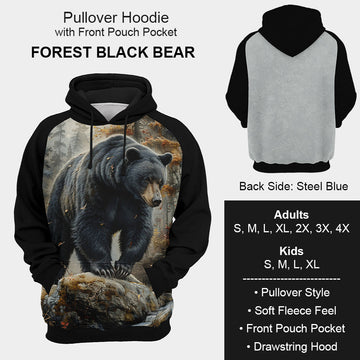 B199 - Preorder Forest Black Bear Hoodie (Closes 12/11. ETA mid Feb.)