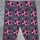 Pink Ribbon Anchor Print Capri Soft Gray Leggings