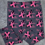 Pink Ribbon Anchor Print Capri Soft Gray Leggings