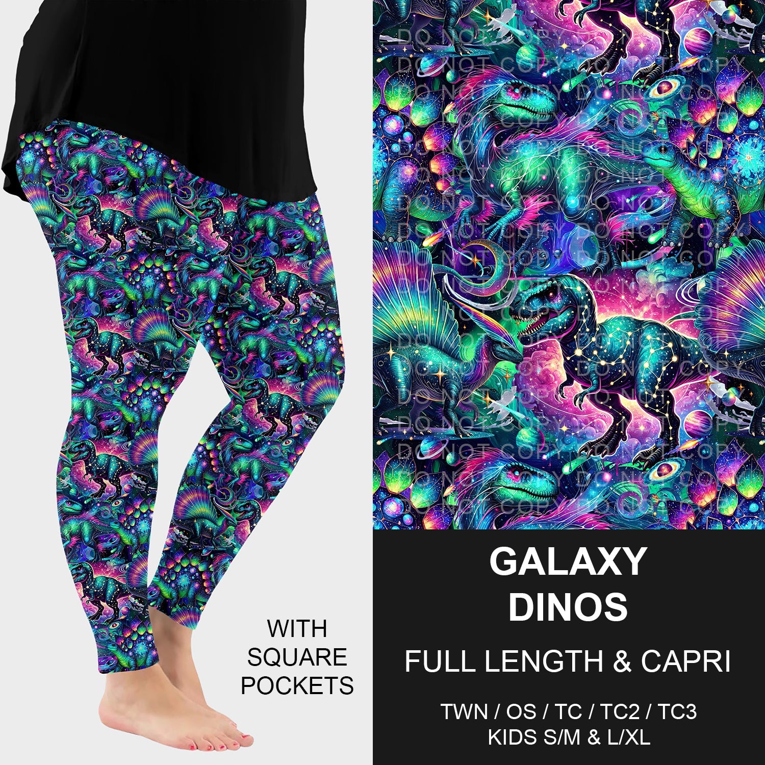 B278 - Preorder Galaxy Dinos Leggings w/ Pockets (Closes 3/15. ETA: late May)
